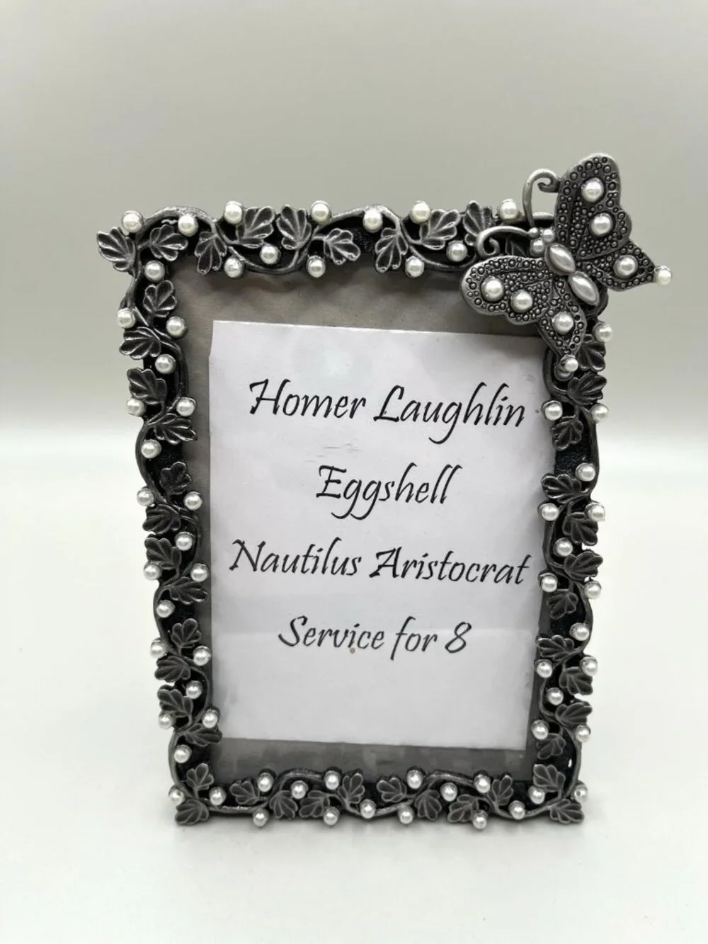Sicura Italian Designs Butterfly Pearl 4x6 Photo Frame Silver Tone Cottagecore